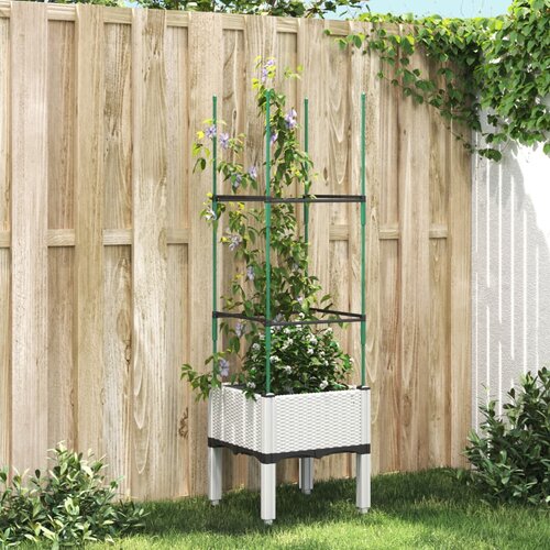 VidaXL Vrtna sadilica s re&amp;scaron;etkom bijela 40 x 40 x 142 5 cm PP Slike