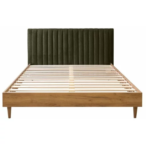 Bobochic Paris Temno zelena/naravna zakonska postelja z letvenim dnom 160x200 cm Oceane –