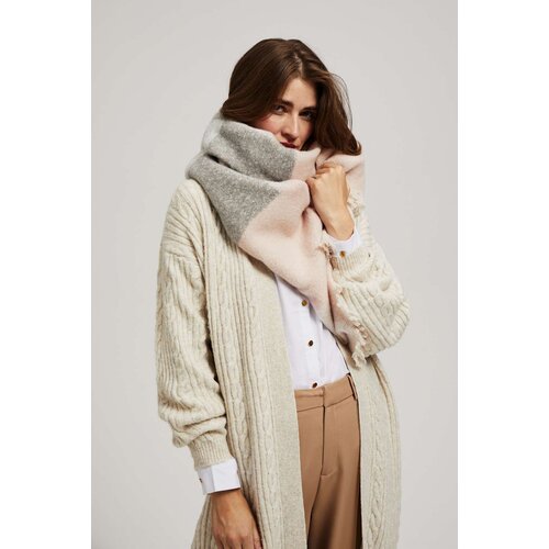 Marisse Powder Pink Checkered Scarf With Frayed Edge Slike