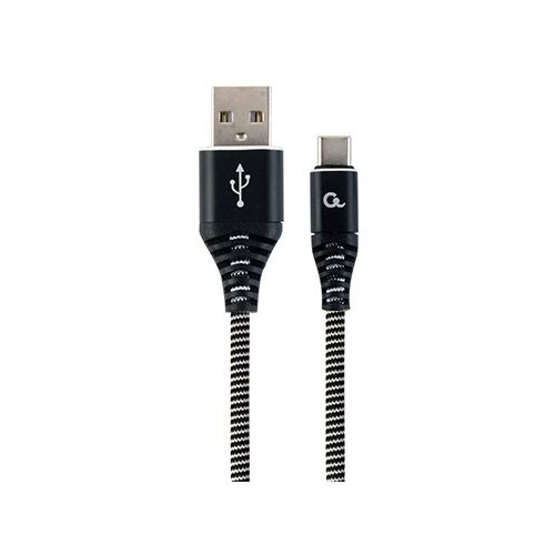  USB 2.0 kabl Premium cotton braided Type-C USB charging and data cable, 2m, black/white, GEMBIRD CC-USB2B-AMCM-2M-BW Cene