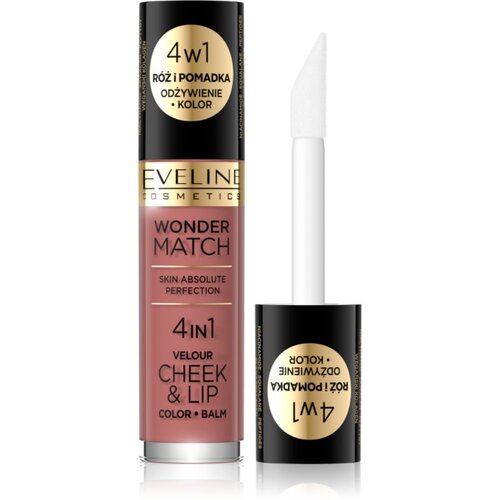 Eveline Cosmetics Wonder Match 4in1 Cheek &amp;amp; Lip tekuće rumenilo za usne i lice nijansa 5 4.5 ml Slike