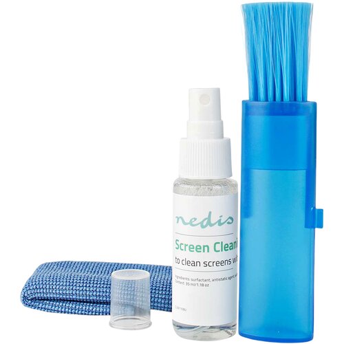 Nedis Komplet za či&scaron;čenje 35 ml za zaslon s krpico iz mikrovlaken in krtačko, Modra, (5000277663) Cene