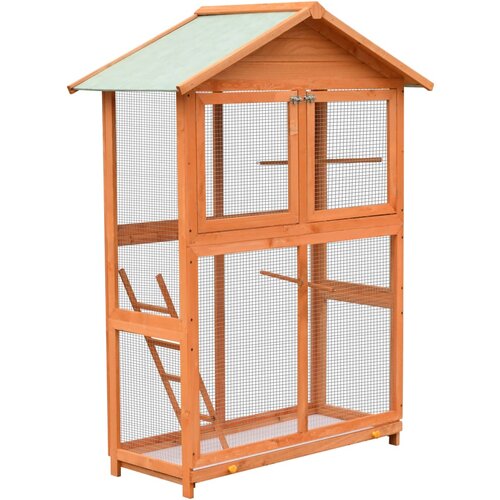 vidaXL Ptičja kletka iz trdne borovine in lesa jelke 125,5x59,5x164 cm - - Rjava - 18.5 - 2025- Cene