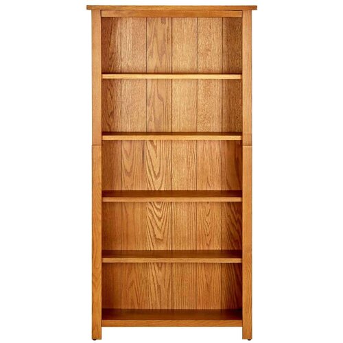 VidaXL Knjižna omara 5-nadstropna 70x22x140 cm trdna hrastovina Slike