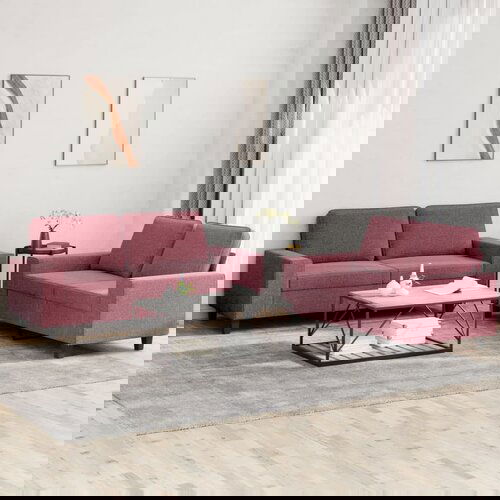 VidaXL 2-dijelni set sofa crvena boja vina od tkanine Slike