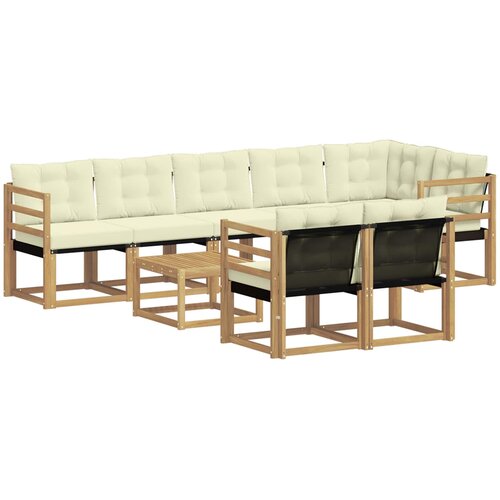 vidaXL Zunanja garnitura za sedenje z blazino 9 pcs Bela in krem, (5000281569) Cene