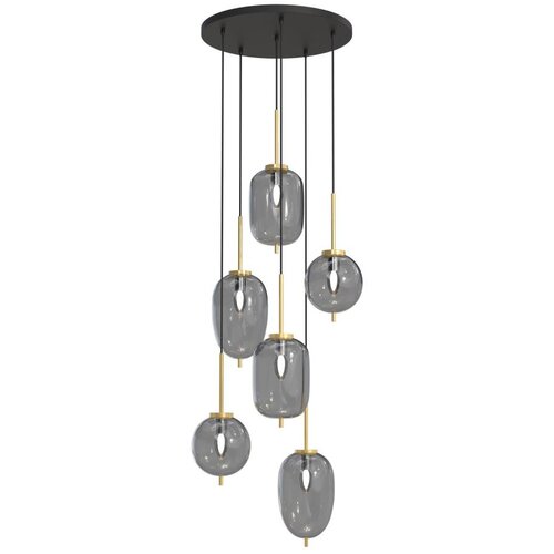 Wofi 5007-502 - Luster na sajli BELLEVILLE 6xE14/40W/230V crna/zlatna Cene