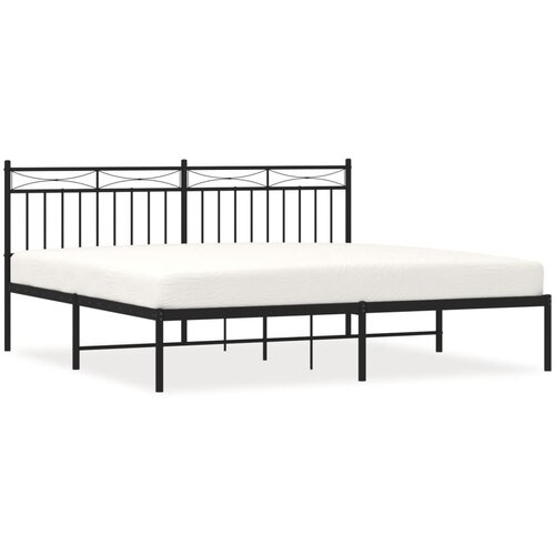 Maison Chic Kovinski Posteljni okvir - Dvoposteljna postelja - Zakonska postelja z vzglavjem črn 183x213 cm, (21692532) Cene