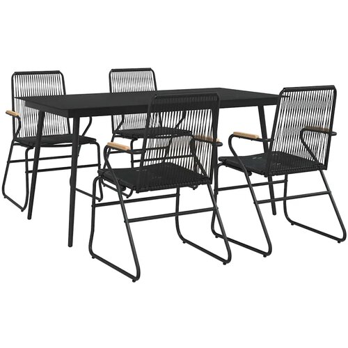  5-dijelni vrtni blagovaonski set od PVC ratana crni Crna Slike