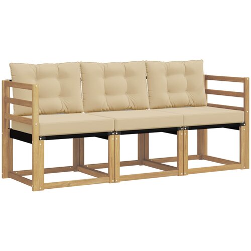vidaXL Zunanja garnitura za sedenje z blazino 3 pcs Bela in bež, (5000281689) Cene