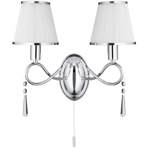 Searchlight Simplicity Notranja stenska svetilka s svečo v obliki 2 žarnic, kromirana, kristalna s senčniki, E14, (22100583) Cene