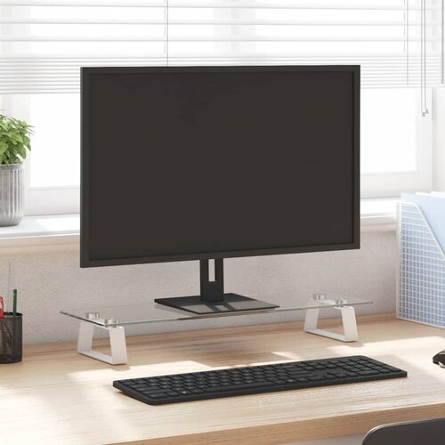 vidaXL Stalak za monitor bijeli 60 x 20 x 8 cm kaljeno staklo i metal Cijene