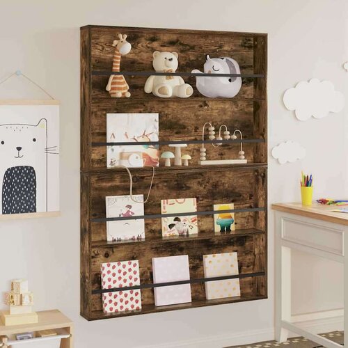  Polica za časopise Zidne 2 pcs Dimljeni hrast 100 x 12 x 70 cm Slike