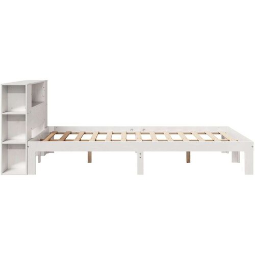 VidaXL Krevet s regalom z knjige bez madraca bijeli 135x190cm borovina Slike