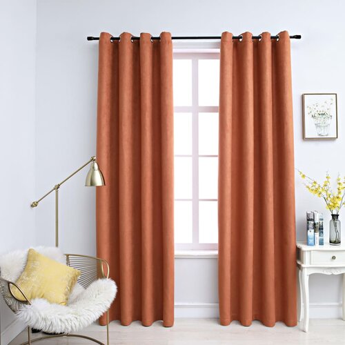 vidaXL Zavjese za zamračivanje s prstenima 2 kom boja hrđe 140x225 cm Cijene