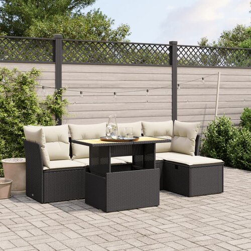 vidaXL 6-dijelni set vrtnih sofa s jastucima crni od poliratana Cijene