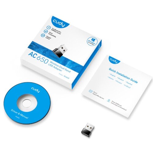 Cudy Wi-Fi adapter WU650 AC650 Dual Band 2.4+5GHz USB MINI 2dBi long range Soft AP (Alt.U9) Slike
