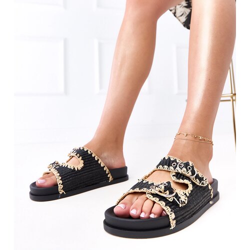  Black woven sandals with buckles Sameli Slike