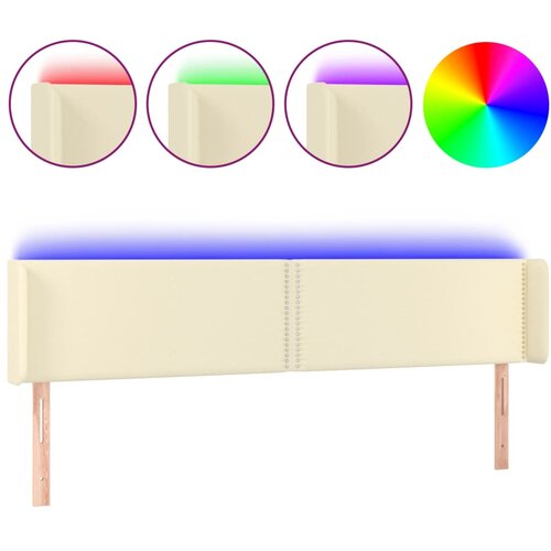 vidaXL LED posteljno vzglavje krem 163x16x78/88 cm umetno usnje, (20953835) Cene