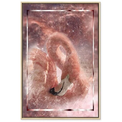  Slika - Space Flamingo (1 Part) Vertical 80x120 U prirodnom drvenom okviru Slike