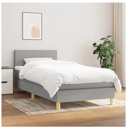  Box spring postelja z vzmetnico svetlo siva 90x200 cm blago