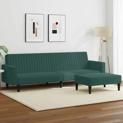  2-dijelni set sofa tamnozeleni baršunasti
