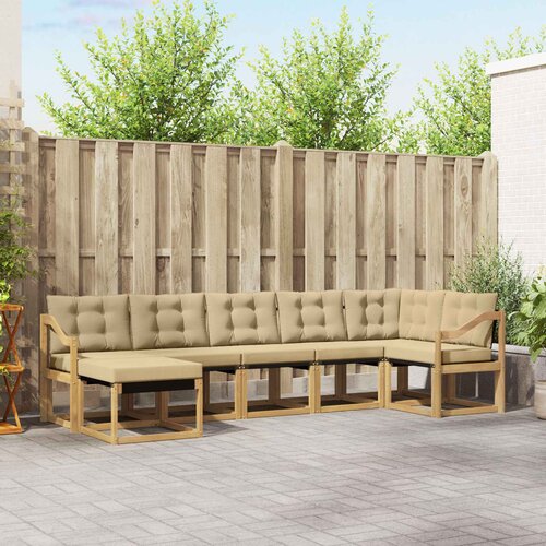  Set vanjskih sofa 7 kom. Bijela i bež Smeđa 304 x 126,5 x 73 cm Cene