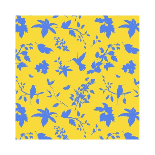 The Unique Paper Company Birds and Blooms - Ukrasni papir tabak - Birds and Blooms, Blue on Yellow Cene