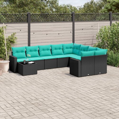 vidaXL 10-dijelni set vrtnih sofa od poliratana s jastucima crni Cijene