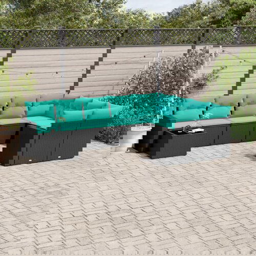 vidaXL Vrtna sedežna garnitura 10-delna z blazinami črn poli ratan Cene