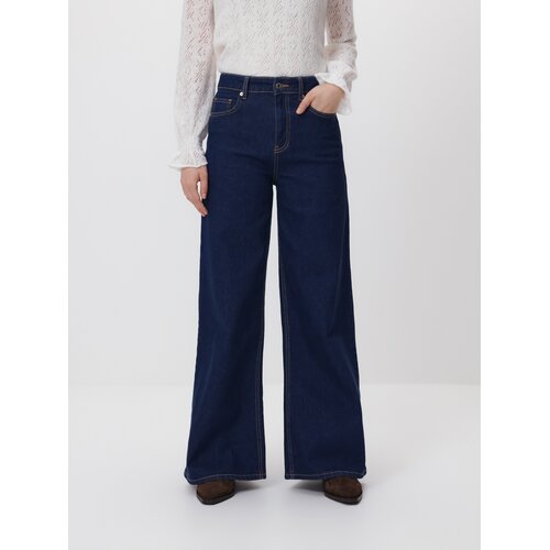 Reserved Wide leg traperice - mornarsko plava Cene