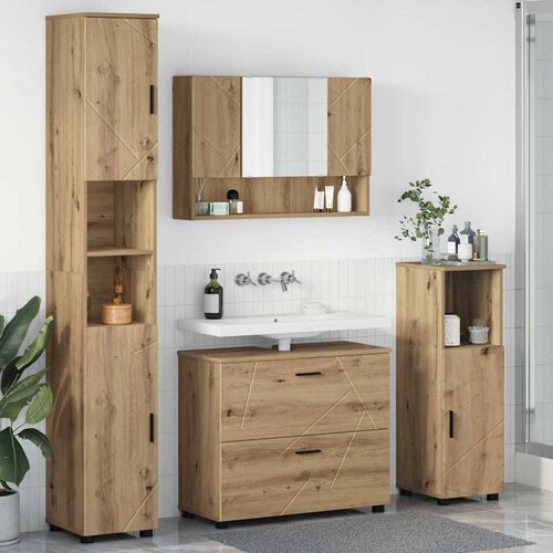vidaXL Set namještaja za kupaonicu s ladicama 4 pcs hrast artisan Cene