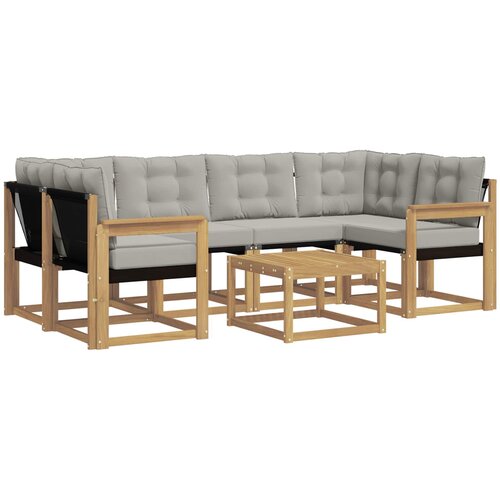 vidaXL Zunanja garnitura za sedenje 7 pcs Bela in svetlo siva, (5000279558) Cene