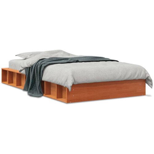 VidaXL Posteljni okvir medeno rjav 90x190 cm trdna borovina Slike