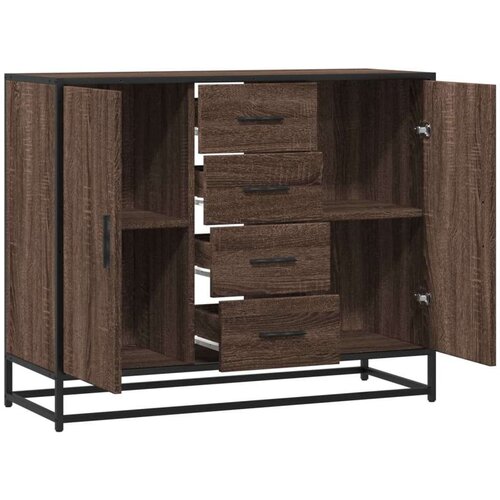 VidaXL Komoda smeđi hrast 92x35x76 cm izrađeno drvo Slike