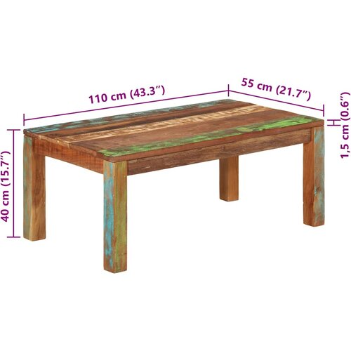  Stolić za kavu 110 x 55 x 40 cm Čvrsto obnovljeno drvo Slike