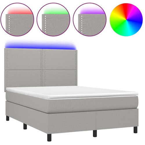 Maison Chic Box spring postelja - Vzmetna postelja z vzmetnico LED sv. siva 140x200 cm blago SL9520, (21902868) Cene