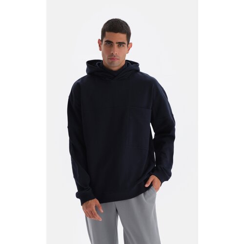 Dagi Navy Blue Pocket Detailed Hooded Sweatshirt Slike