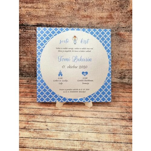  Vabilo za krst z angelčkom- modro REK130-01 Cene