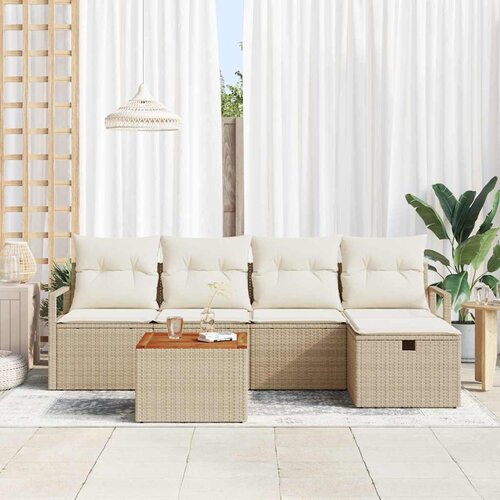  Sjedeća garnitura za vrt 6 kom. Bež poliratan 230 x 117 x 85 cm Slike