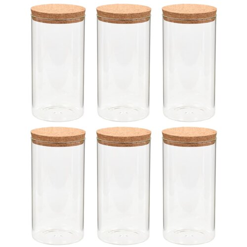 VidaXL Stekleni kozarci s pokrovi iz plute 6 kosov 1100 ml, (20707476) Slike
