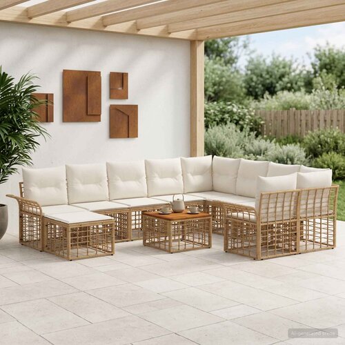 Set vanjskih sofa 11 kom. Prirodna i krema bijela poliratan Cijene