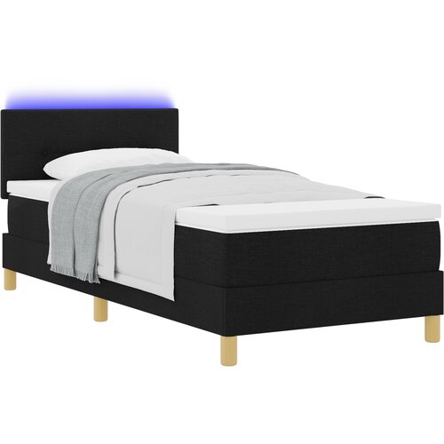 vidaXL Krevet s podnicom s du&scaron;ekom & LED Crna 90x190 cm Tkanina Cijene