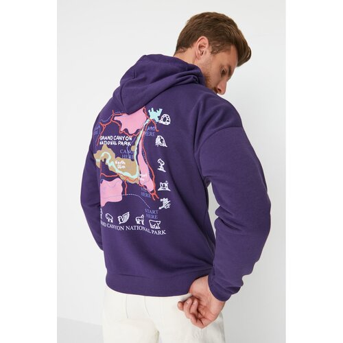 Trendyol Purple Men's Oversize Fit Hoodie Sweatshirt Slike