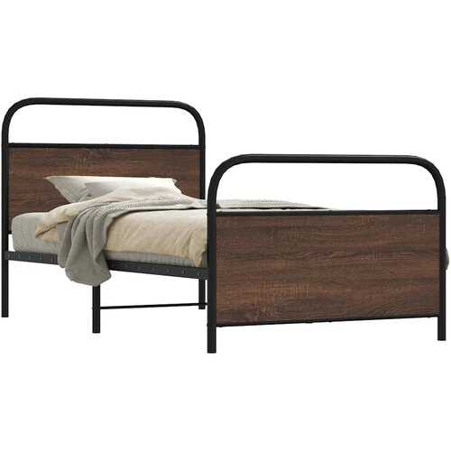 vidaXL Posteljni okvir brez vzmetnice 100x190 cm rjav hrast inž. les Cene