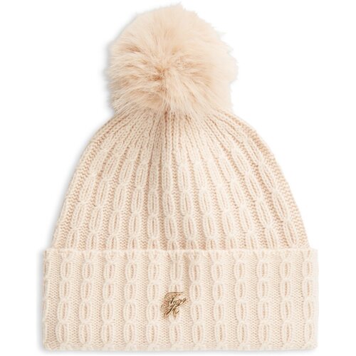 Tommy Hilfiger Kape Th Script Cable Pom Beanie Bež Slike