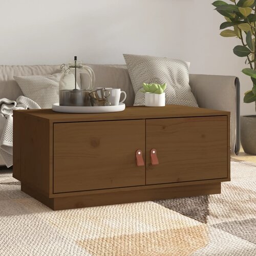 The Living Store Klubska mizica medeno rjava 80x50x35 cm trdna borovina - Klubska Mizica, (21575130) Slike