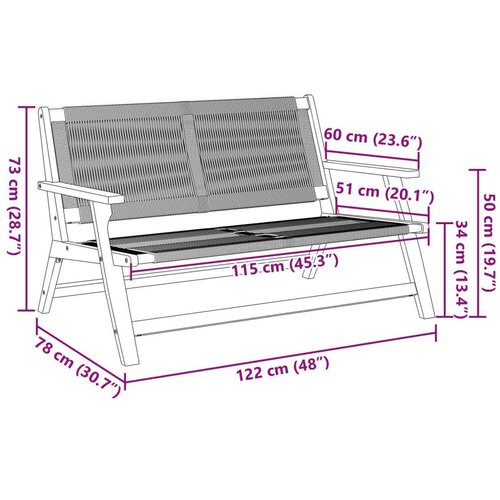  Vrtna klupa Crna 76x122x73 cm Masivno drvo akacija Slike