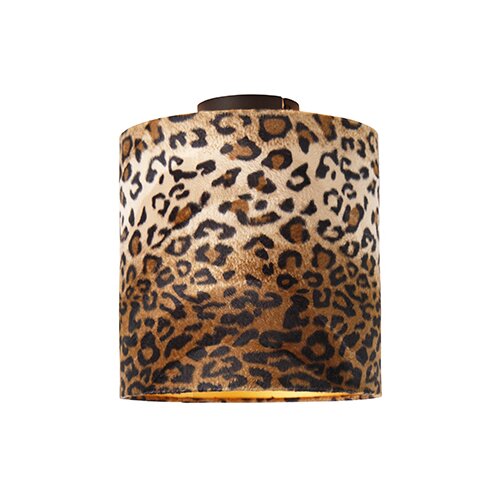 QAZQA Stropna svetilka mat črna senca leopard design 25 cm - Combi Cene