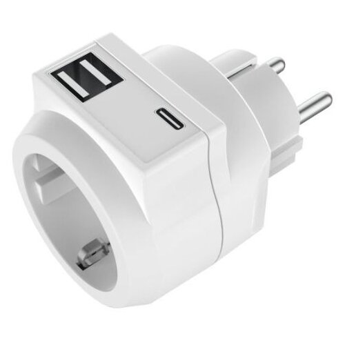 UltraTech &amp;scaron;uko adapter z 2x usb 5V in 1xUSB-C vtičnico 16A 250V bel Slike